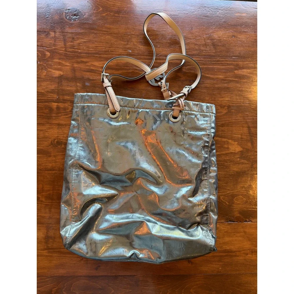 Michael Michael Kors Silver Metallic Tote Bag w/‎ Dust Bag